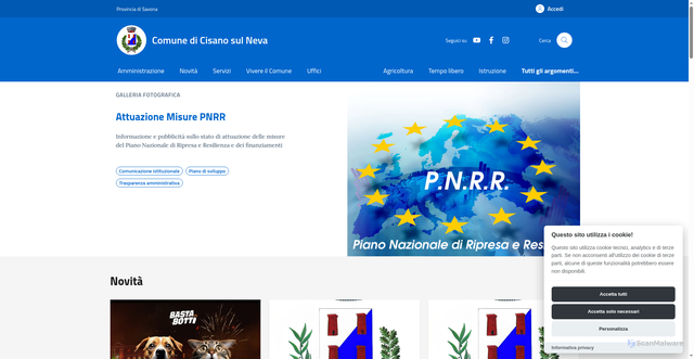 Security scan screenshot of https://comune.cisanosulneva.sv.it:443/