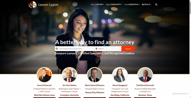 Security scan screenshot of https://lawyerlegion.com