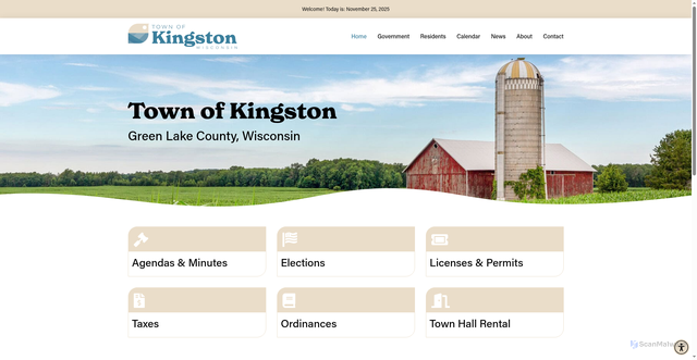 Security scan screenshot of https://www.townofkingstongreenlakecountywi.gov/