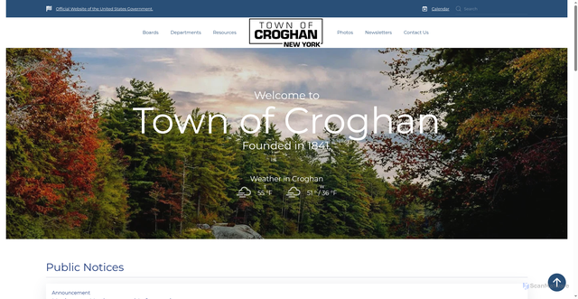 Security scan screenshot of https://townofcroghan.gov/