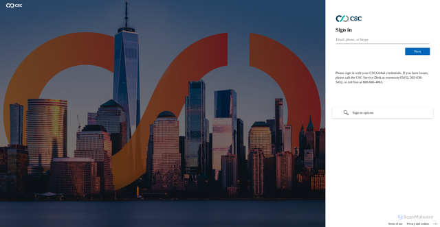 Security scan screenshot of https://cscservice.my.salesforce.com