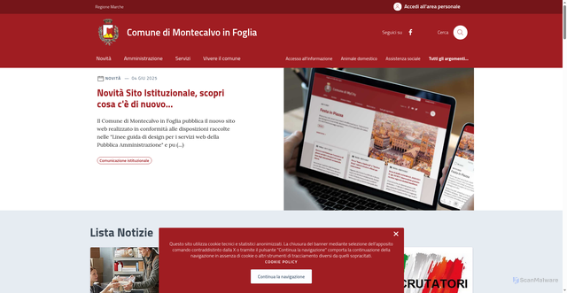 Security scan screenshot of https://comune.montecalvo.pu.it/