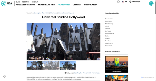 Security scan screenshot of https://www.usawelcome.net/explore/los-angeles/what-to-see-lax/universal-studios-hollywood.htm