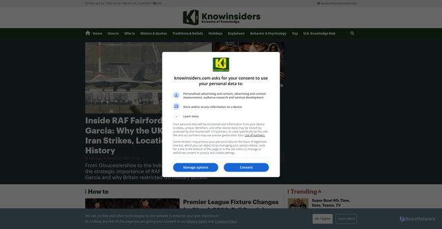Security scan screenshot of https://knowinsiders.com