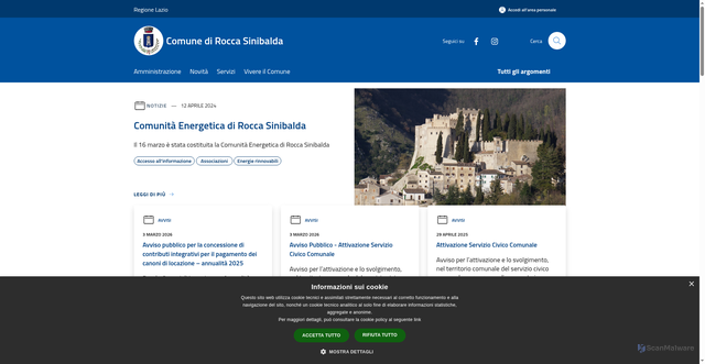 Security scan screenshot of https://www.comune.roccasinibalda.ri.it