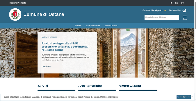 Security scan screenshot of https://www.comune.ostana.cn.it/
