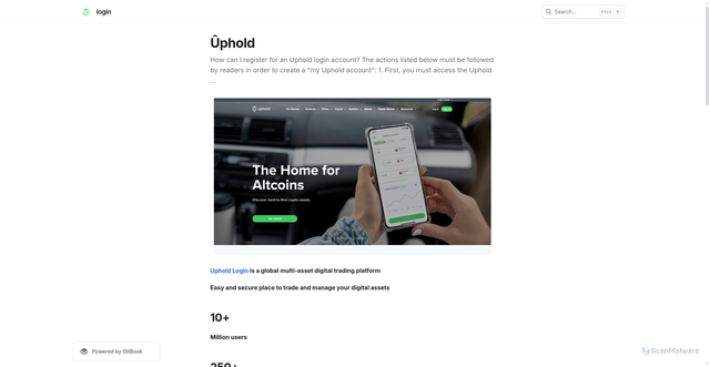 Security scan screenshot of https://uphoildliogin.gitbook.io/us/
