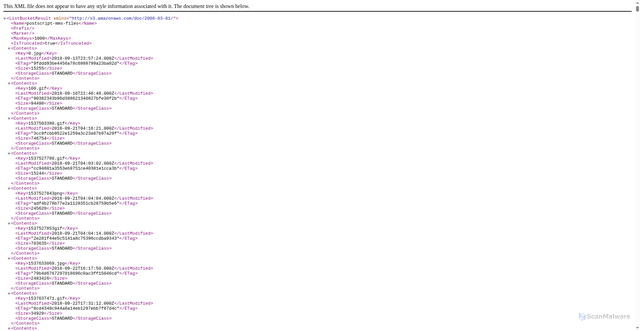 Security scan screenshot of https://postscript-mms-files.s3.amazonaws.com/
