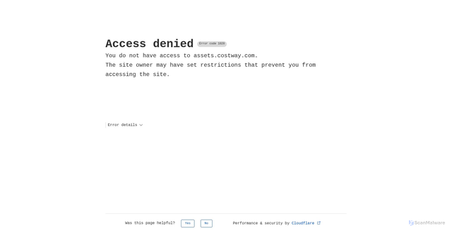 Security scan screenshot of https://assets.costway.com