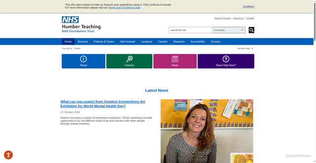 Security scan screenshot of https://www.humber.nhs.uk/