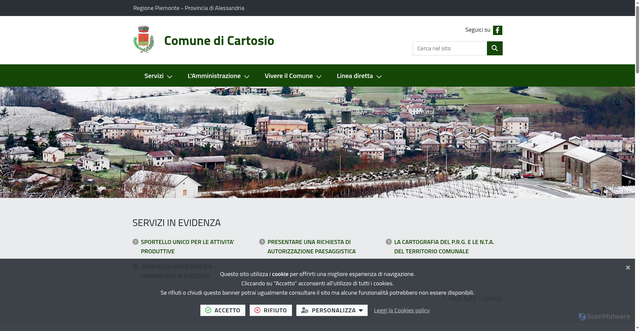 Security scan screenshot of https://www.comune.cartosio.al.it/it-it/home