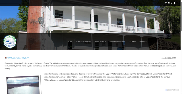 Security scan screenshot of https://waterfordvt.gov/