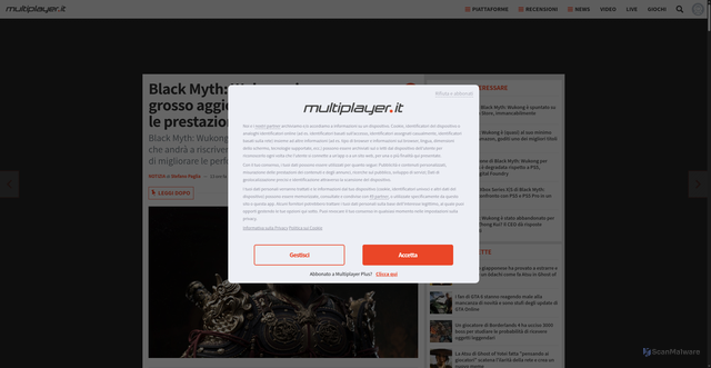 Security scan screenshot of https://multiplayer.it/notizie/black-myth-wukong-riceve-grosso-aggiornamento-migliora-prestazioni-ps5-pesantissimo.html