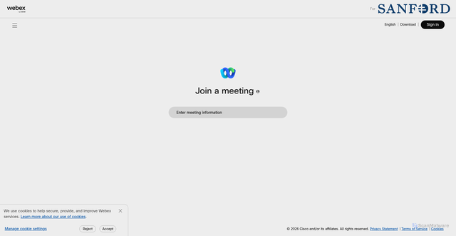 Security scan screenshot of https://sanfordhealth.webex.com