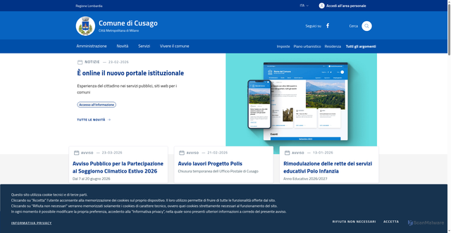 Security scan screenshot of https://www.comune.cusago.mi.it/