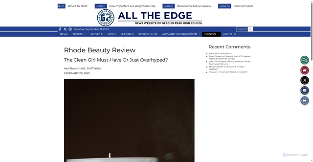 Security scan screenshot of https://www.alltheedge.com/opinion/2025/02/28/rhode-beauty-review/
