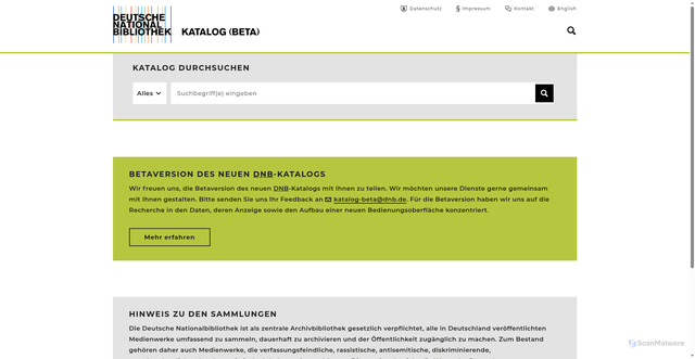 Security scan screenshot of https://katalog.dnb.de
