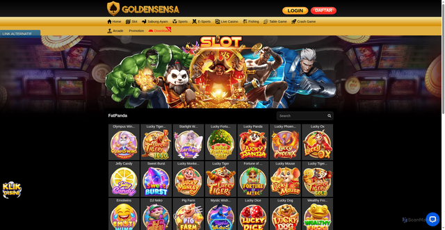 Security scan screenshot of https://29goldensensa.com/desktop/game/slot/fatpanda