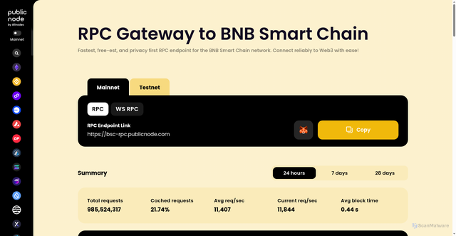 Security scan screenshot of https://bsc-rpc.publicnode.com