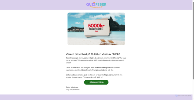 Security scan screenshot of https://r.tavling.quizfeber.se/mk/mr/sh/1t6AVsd2XFnIGIVBcKRnM5GDnAatBJ/ZeojofG0cQuH