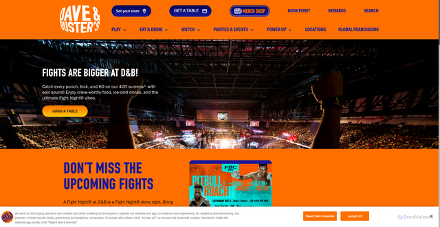 Security scan screenshot of https://www.daveandbusters.com/us/en/watch/ufc