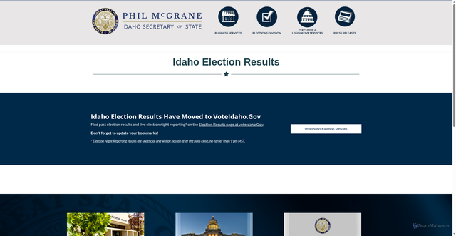 Security scan screenshot of https://sos.idaho.gov/elections-division/election-results/