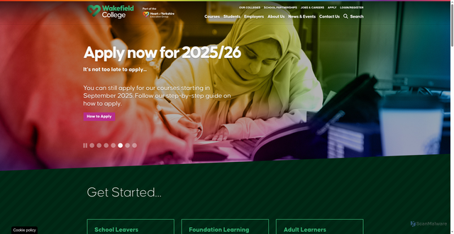 Security scan screenshot of https://www.heartofyorkshire.ac.uk/wakefield-college