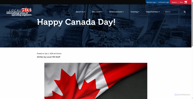 Security scan screenshot of https://iuoelocal793.org/happy-canada-day/