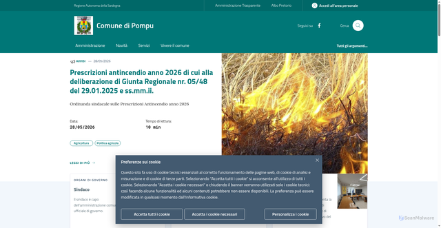 Security scan screenshot of https://www.comune.pompu.or.it