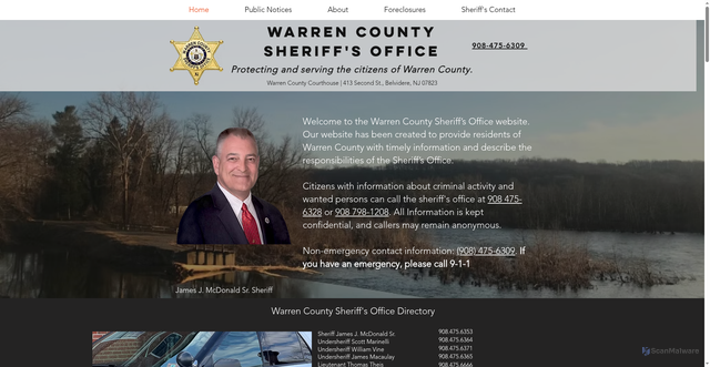 Security scan screenshot of https://www.wcsheriffnj.gov/