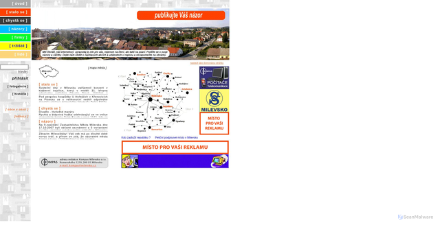 Security scan screenshot of https://milevsko.cz