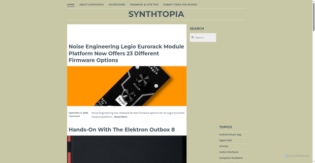 Security scan screenshot of https://www.synthtopia.com