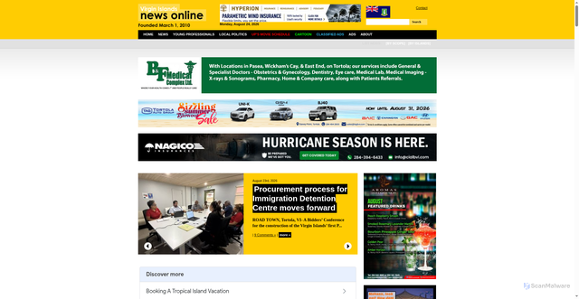 Security scan screenshot of https://www.virginislandsnewsonline.com
