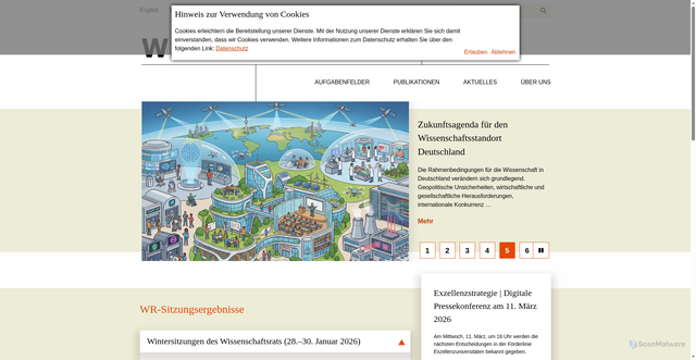Security scan screenshot of https://www.wissenschaftsrat.de/DE/Home