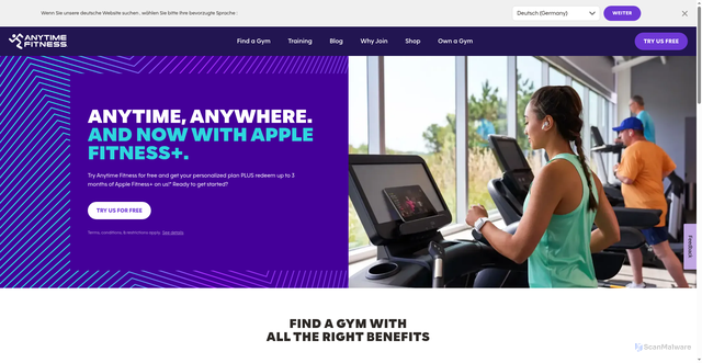 Security scan screenshot of https://anytimefitness.com