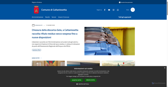 Security scan screenshot of https://www.comune.caltanissetta.it