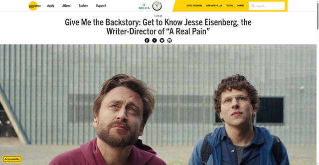 Security scan screenshot of https://www.sundance.org/blogs/give-me-the-backstory-get-to-know-jesse-eisenberg-the-writer-director-of-a-real-pain/