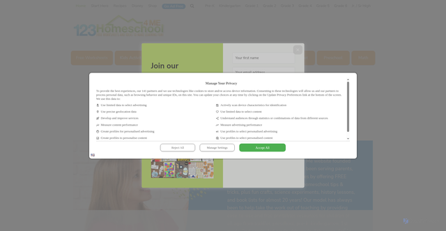 Security scan screenshot of https://123homeschool4me.com