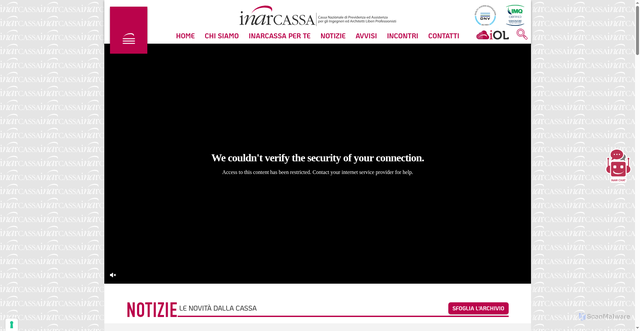 Security scan screenshot of https://www.inarcassa.it