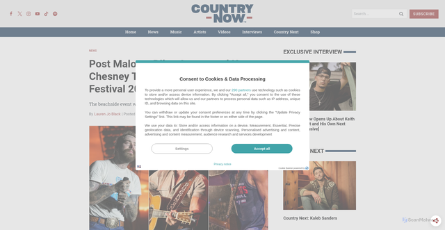 Security scan screenshot of https://countrynow.com/post-malone-riley-green-and-kenny-chesney-to-headline-tortuga-music-festival-2026/