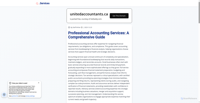 Security scan screenshot of https://unitedaccountants.ca