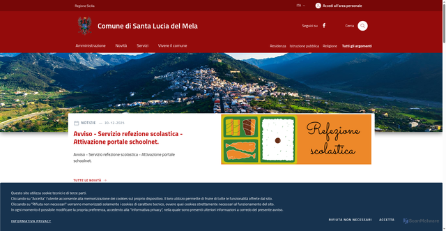 Security scan screenshot of https://www.comune.santaluciadelmela.me.it/