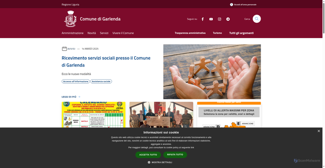 Security scan screenshot of https://www.comune.garlenda.sv.it/it
