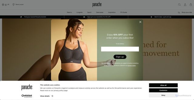Security scan screenshot of https://www.panache-lingerie.com/