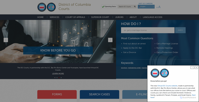 Security scan screenshot of https://dccourts.gov