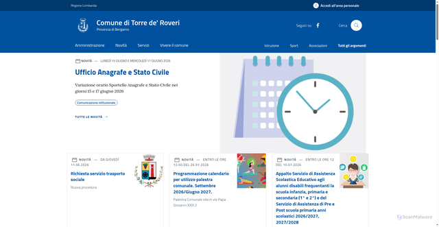 Security scan screenshot of https://www.comune.torrederoveri.bg.it