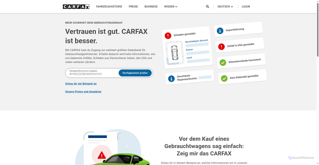 Security scan screenshot of https://www.carfax.com/Used-Toyota-Supra_w655