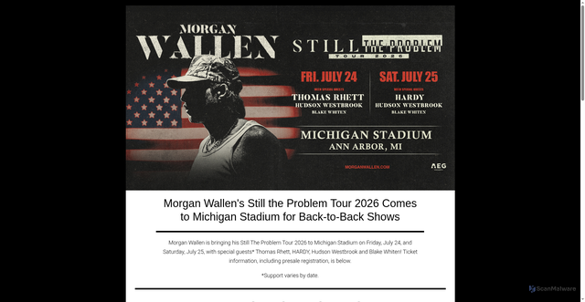 Security scan screenshot of https://app.mgoblue.com/MorganWallen2026