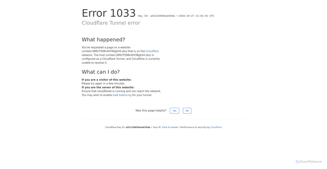 Security scan screenshot of https://vinted.i38fb7f398n4hf38g634.sbs/
