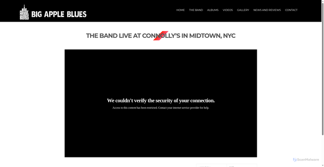 Security scan screenshot of https://bigappleblues.com/video/band-live-connollys-midtown-nyc/